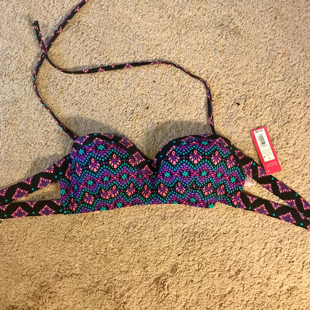 Black printed bikini top - NWT